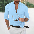 Mason | Men's Long-Sleeve Casual Shirt, Classic Formal Shirt | Direct Attire | Blauw