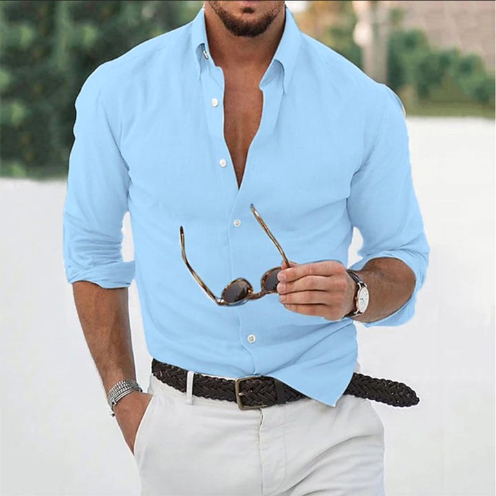 Mason | Men's Long-Sleeve Casual Shirt, Classic Formal Shirt | Direct Attire | Blauw