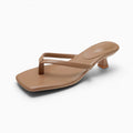 Matilda | Women's Thong Heel Sandals, Minimalist Block Heel Sandals | Direct Attire | Beige