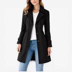 Mikayla | Women's Classic Button-Front Trench Coat, Tailored Knee-Length Coat | Direct Attire