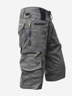 Mitchell | Men's Cotton Cargo Shorts with Multi-Pocket Design, Adjustable Waistband Shorts | Direct Attire | Grey