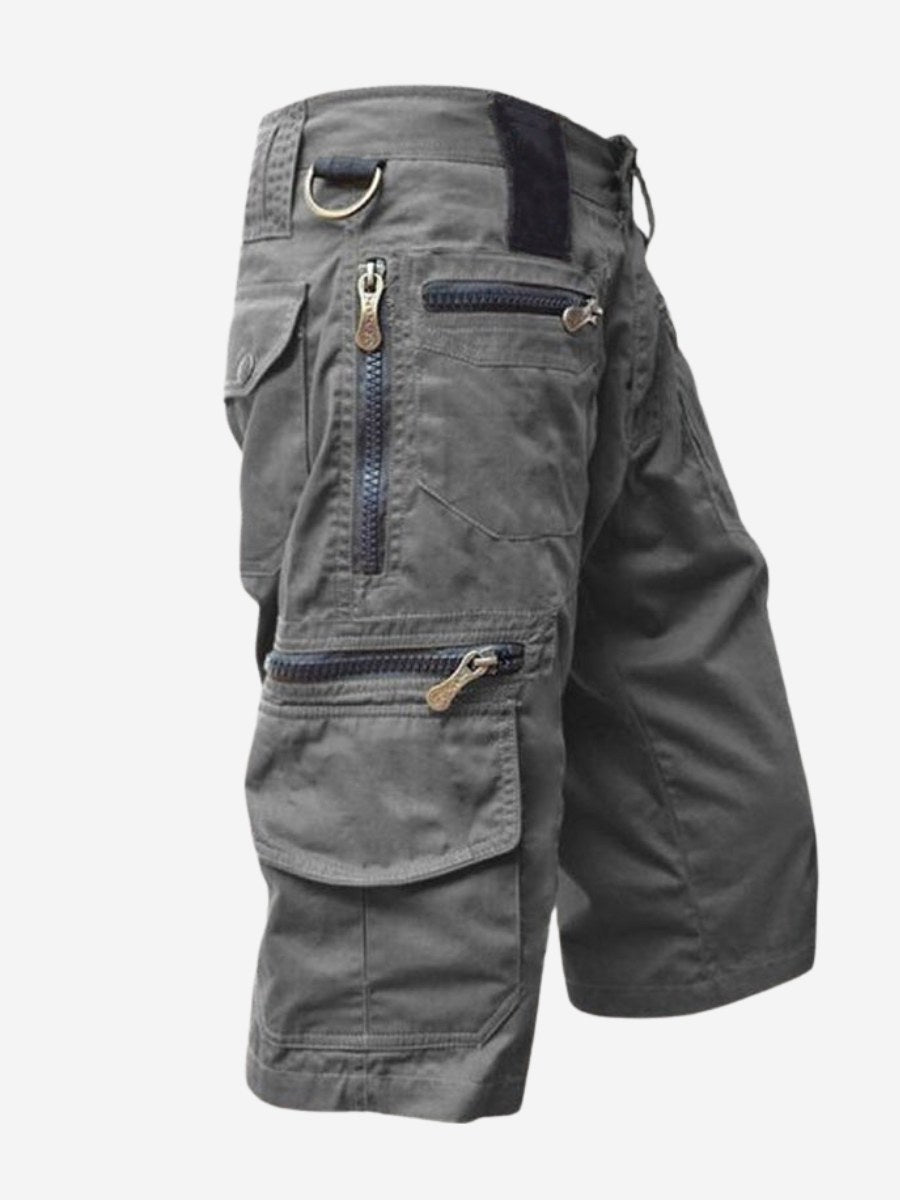 Mitchell | Men's Cotton Cargo Shorts with Multi-Pocket Design, Adjustable Waistband Shorts | Direct Attire | Grey