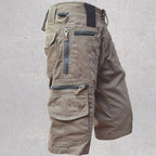 Mitchell | Men's Cotton Cargo Shorts with Multi-Pocket Design, Adjustable Waistband Shorts | Direct Attire | Black