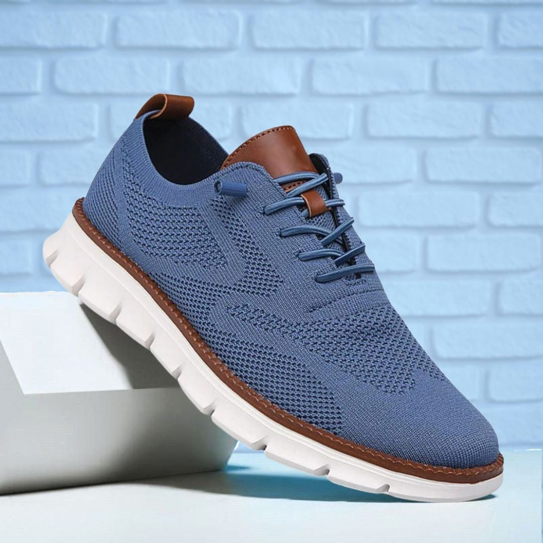 Mitchell | Men's Orthopedic Walking Shoes, Wide Toe Box Support Shoes | Direct Attire | Blue
