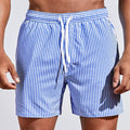 Mitchell | Men's Striped Drawstring Swim Shorts, Relaxed-Fit Summer Shorts | Direct Attire | Blue
