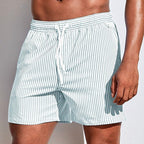 Mitchell | Men's Striped Drawstring Swim Shorts, Relaxed-Fit Summer Shorts | Direct Attire | Light Green