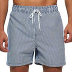 Mitchell | Men's Striped Drawstring Swim Shorts, Relaxed-Fit Summer Shorts | Direct Attire | Grey