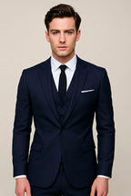 Mitchell | Men's Tailored Three-Piece Suit, Slim Fit Formal Suit | Direct Attire | Navy Blue