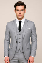 Mitchell | Men's Tailored Three-Piece Suit, Slim Fit Formal Suit | Direct Attire | Grey