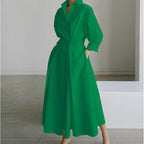 Naomi | Women's Collared Wrap Maxi Dress, Front Wrap Evening Dress | Direct Attire | Apricot