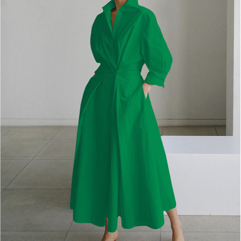 Naomi | Women's Collared Wrap Maxi Dress, Front Wrap Evening Dress | Direct Attire | Apricot