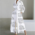 Naomi | Women's Collared Wrap Maxi Dress, Front Wrap Evening Dress | Direct Attire | White Polka
