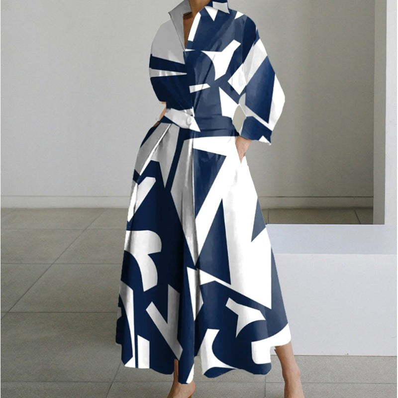 Naomi | Women's Collared Wrap Maxi Dress, Front Wrap Evening Dress | Direct Attire | Rainbow Polka