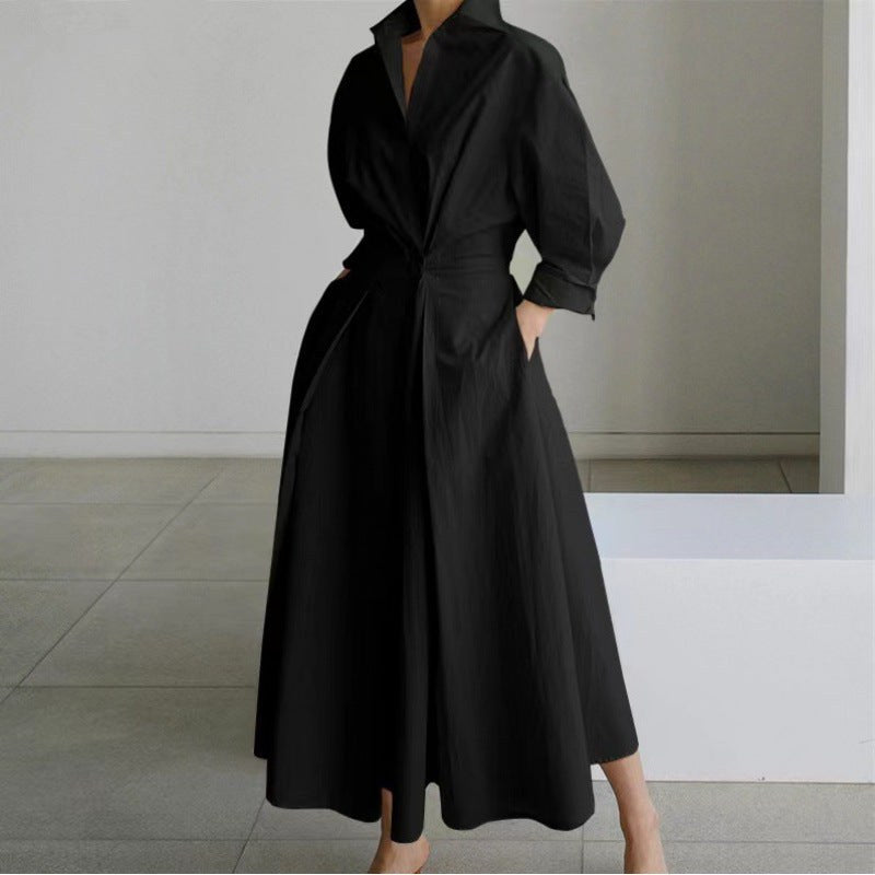Naomi | Women's Collared Wrap Maxi Dress, Front Wrap Evening Dress | Direct Attire | White Letter