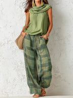 Narelle | Women's Relaxed Two-Piece Set, Wide-Leg Blouse and Trousers | Direct Attire
