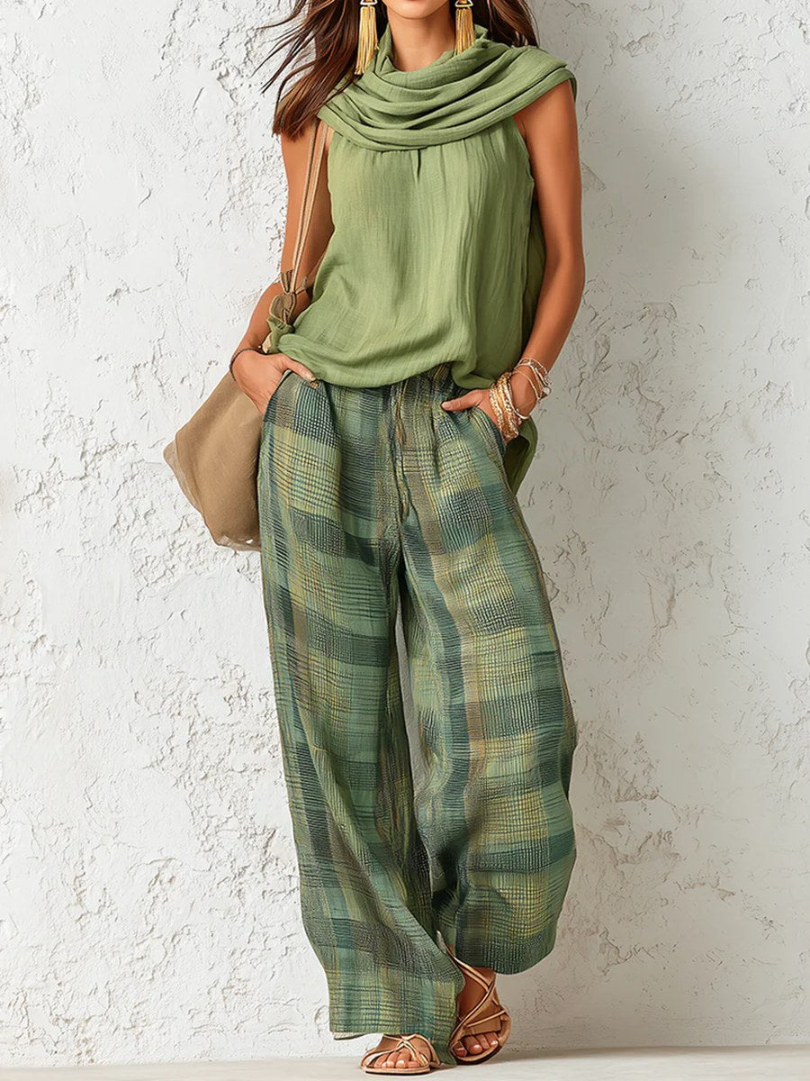 Narelle | Women's Relaxed Two-Piece Set, Wide-Leg Blouse and Trousers | Direct Attire
