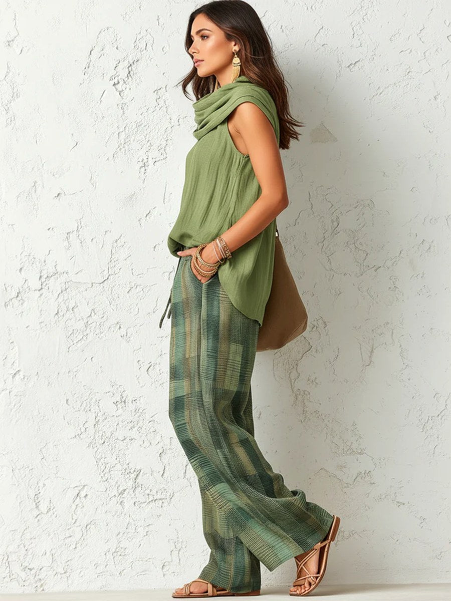 Narelle | Women's Relaxed Two-Piece Set, Wide-Leg Blouse and Trousers | Direct Attire