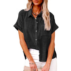 Natalie | Women's Lightweight Polyester Blouse, Short-Sleeve Summer Top | Direct Attire | Koningsblauw