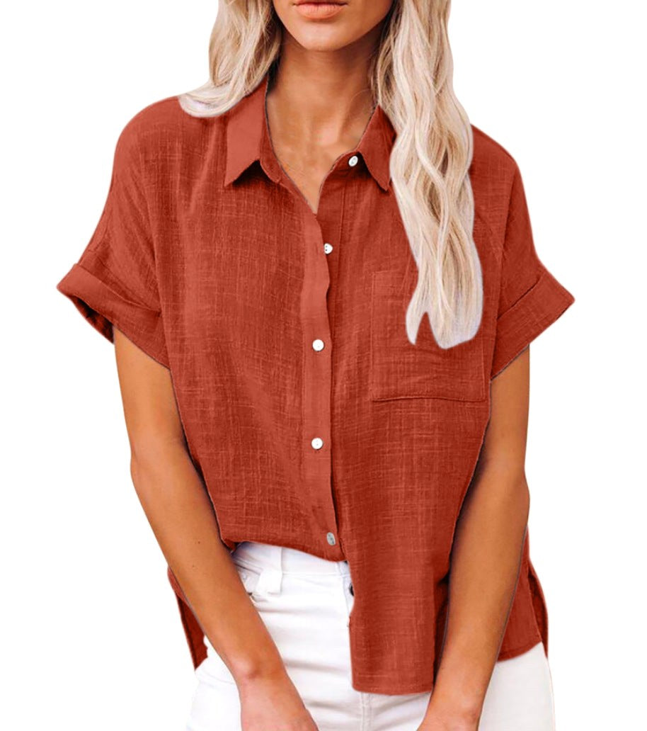 Natalie | Women's Lightweight Polyester Blouse, Short-Sleeve Summer Top | Direct Attire | Lichtblauw