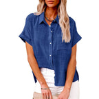 Natalie | Women's Lightweight Polyester Blouse, Short-Sleeve Summer Top | Direct Attire | Roze