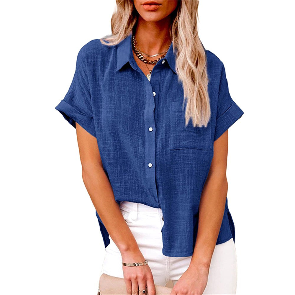 Natalie | Women's Lightweight Polyester Blouse, Short-Sleeve Summer Top | Direct Attire | Roze