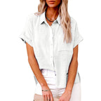Natalie | Women's Lightweight Polyester Blouse, Short-Sleeve Summer Top | Direct Attire | Grijs