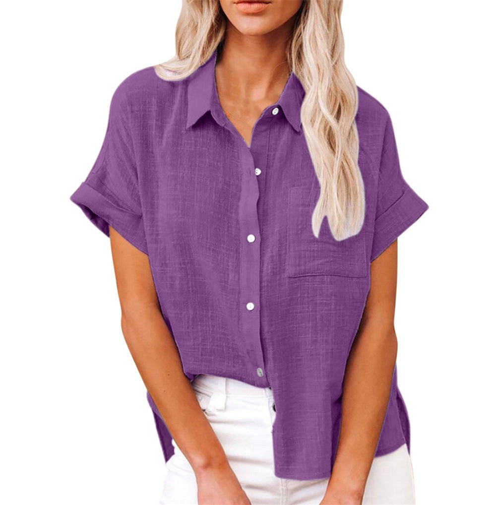 Natalie | Women's Lightweight Polyester Blouse, Short-Sleeve Summer Top | Direct Attire | Wit