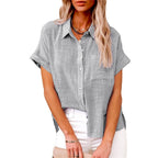 Natalie | Women's Lightweight Polyester Blouse, Short-Sleeve Summer Top | Direct Attire