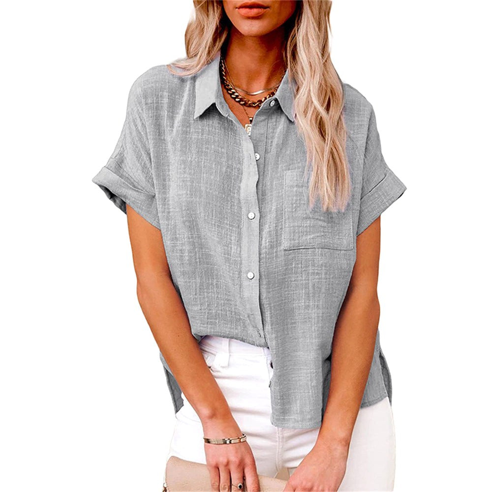 Natalie | Women's Lightweight Polyester Blouse, Short-Sleeve Summer Top | Direct Attire