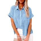 Natalie | Women's Lightweight Polyester Blouse, Short-Sleeve Summer Top | Direct Attire