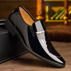 Ned | Men's Patent Leather Loafers, Slip-On Dress Loafers | Direct Attire | Black