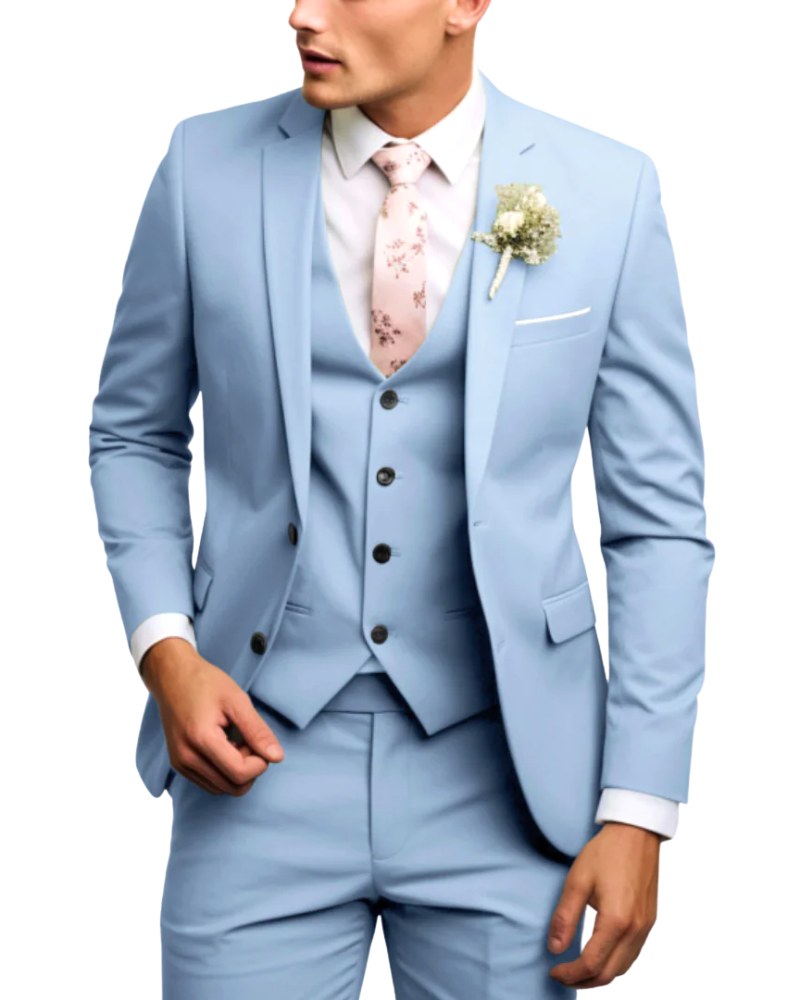 Ned | Men's Slim-Fit Three-Piece Suit, Structured Jacket with Waistcoat Trouser Suit | Direct Attire