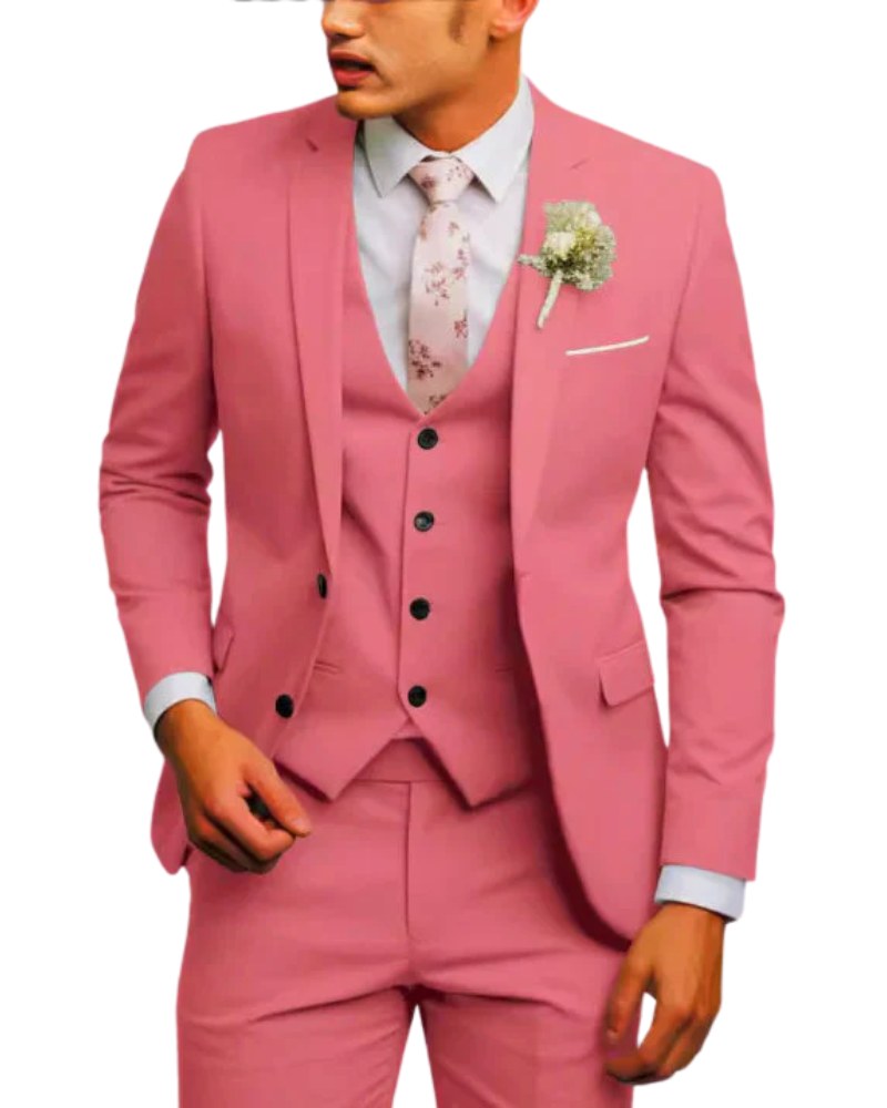 Ned | Men's Slim-Fit Three-Piece Suit, Structured Jacket with Waistcoat Trouser Suit | Direct Attire