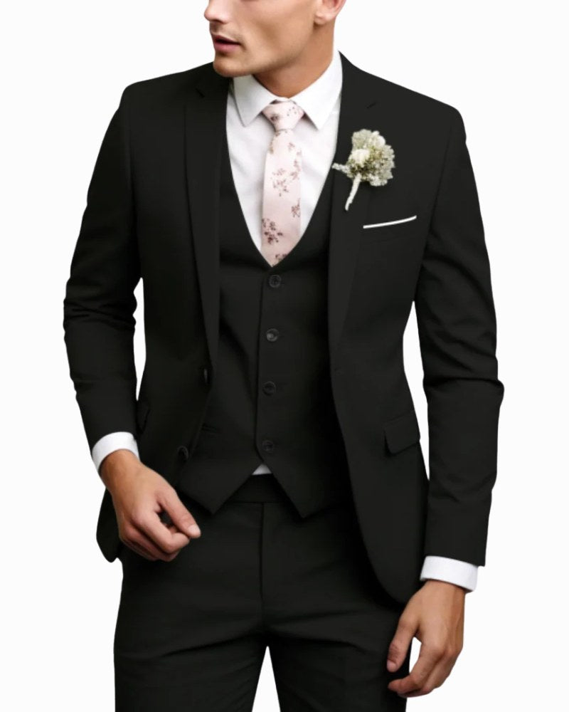 Ned | Men's Slim-Fit Three-Piece Suit, Structured Jacket with Waistcoat Trouser Suit | Direct Attire