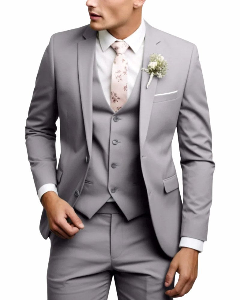 Ned | Men's Slim-Fit Three-Piece Suit, Structured Jacket with Waistcoat Trouser Suit | Direct Attire