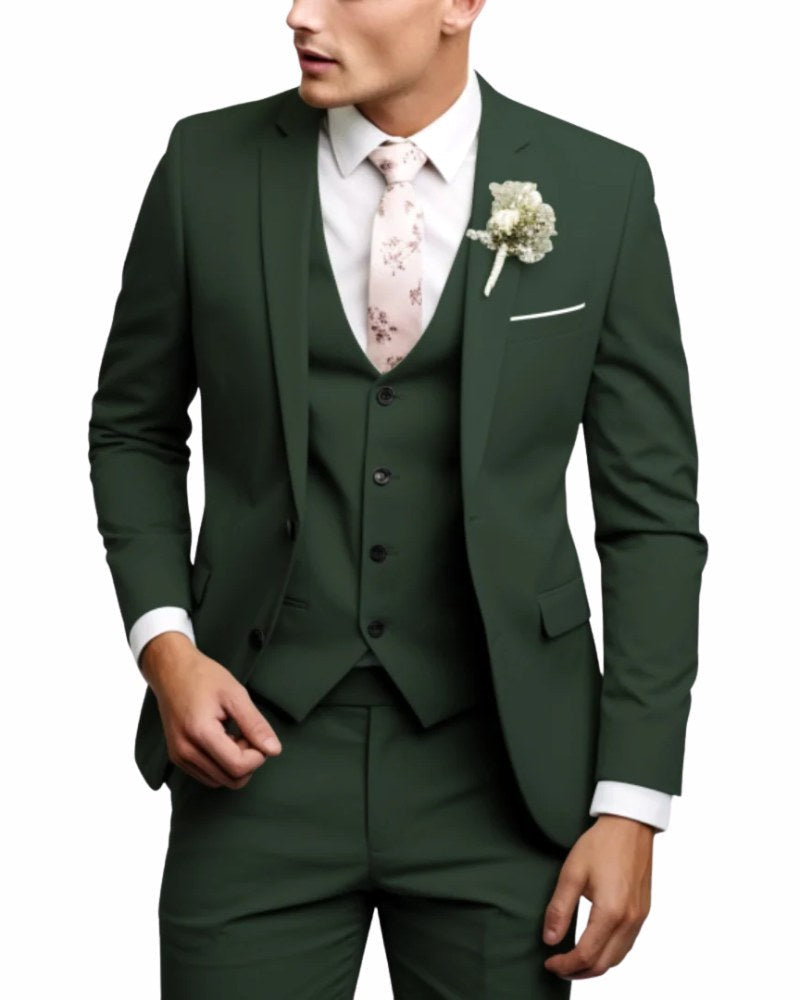 Ned | Men's Slim-Fit Three-Piece Suit, Structured Jacket with Waistcoat Trouser Suit | Direct Attire