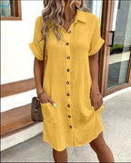 Nellie | Women's Cotton Shirt Dress with Button Detail, Lightweight Casual Dress | Direct Attire