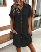 Nellie | Women's Cotton Shirt Dress with Button Detail, Lightweight Casual Dress | Direct Attire