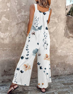 Nerida | Women's Floral Wide-Leg Jumpsuit, Square-Neck Sleeveless Jumpsuit | Direct Attire