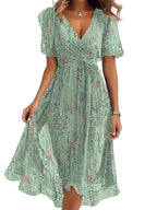 Nicole | Women's Vibrant Midi Dress, Elegant Occasion Dress | Direct Attire | Lichtgroen