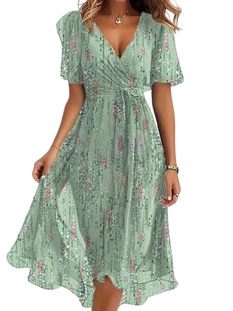 Nicole | Women's Vibrant Midi Dress, Elegant Occasion Dress | Direct Attire | Lichtgroen