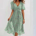 Nicole | Women's Vibrant Midi Dress, Elegant Occasion Dress | Direct Attire | Bloemig Blauw
