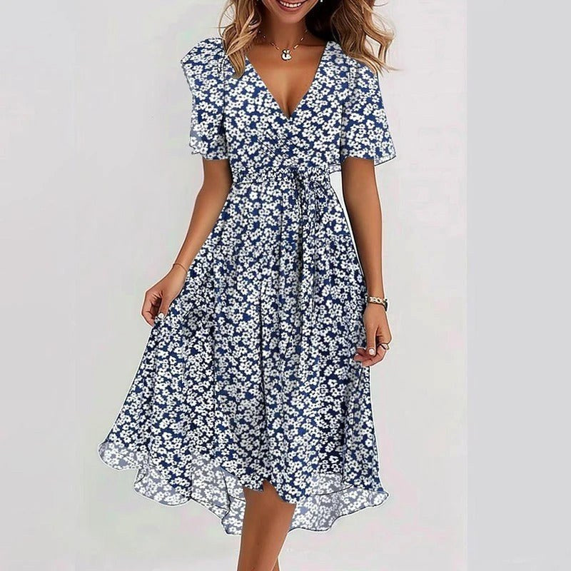 Nicole | Women's Vibrant Midi Dress, Elegant Occasion Dress | Direct Attire | Blauw
