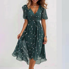 Nicole | Women's Vibrant Midi Dress, Elegant Occasion Dress | Direct Attire | Rood