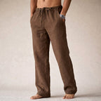 Oliver | Men's Lightweight Linen Trousers, Tailored Autumn Trousers | Direct Attire | Brown