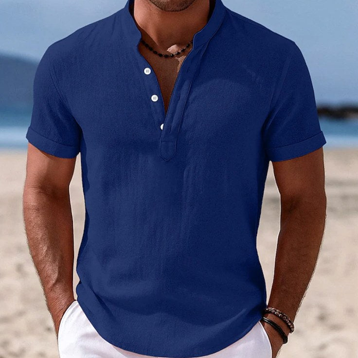 Patrick | Men's Button-Up Short Sleeve Shirt, Casual Summer Shirt | Direct Attire | Blue