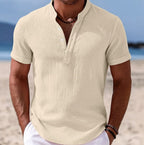 Patrick | Men's Button-Up Short Sleeve Shirt, Casual Summer Shirt | Direct Attire | Beige