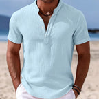 Patrick | Men's Button-Up Short Sleeve Shirt, Casual Summer Shirt | Direct Attire | Light Blue