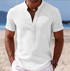 Patrick | Men's Button-Up Short Sleeve Shirt, Casual Summer Shirt | Direct Attire | White