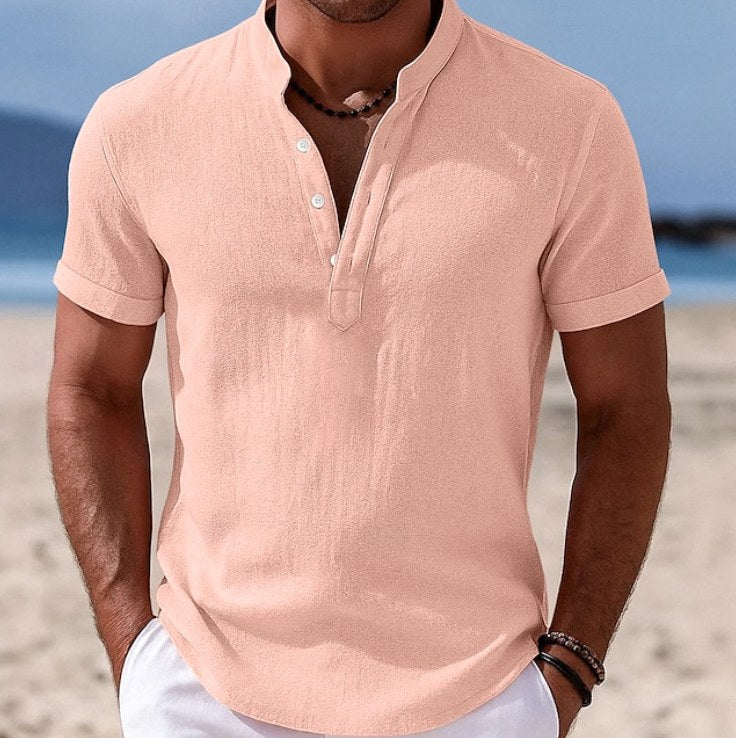 Patrick | Men's Button-Up Short Sleeve Shirt, Casual Summer Shirt | Direct Attire | Pink